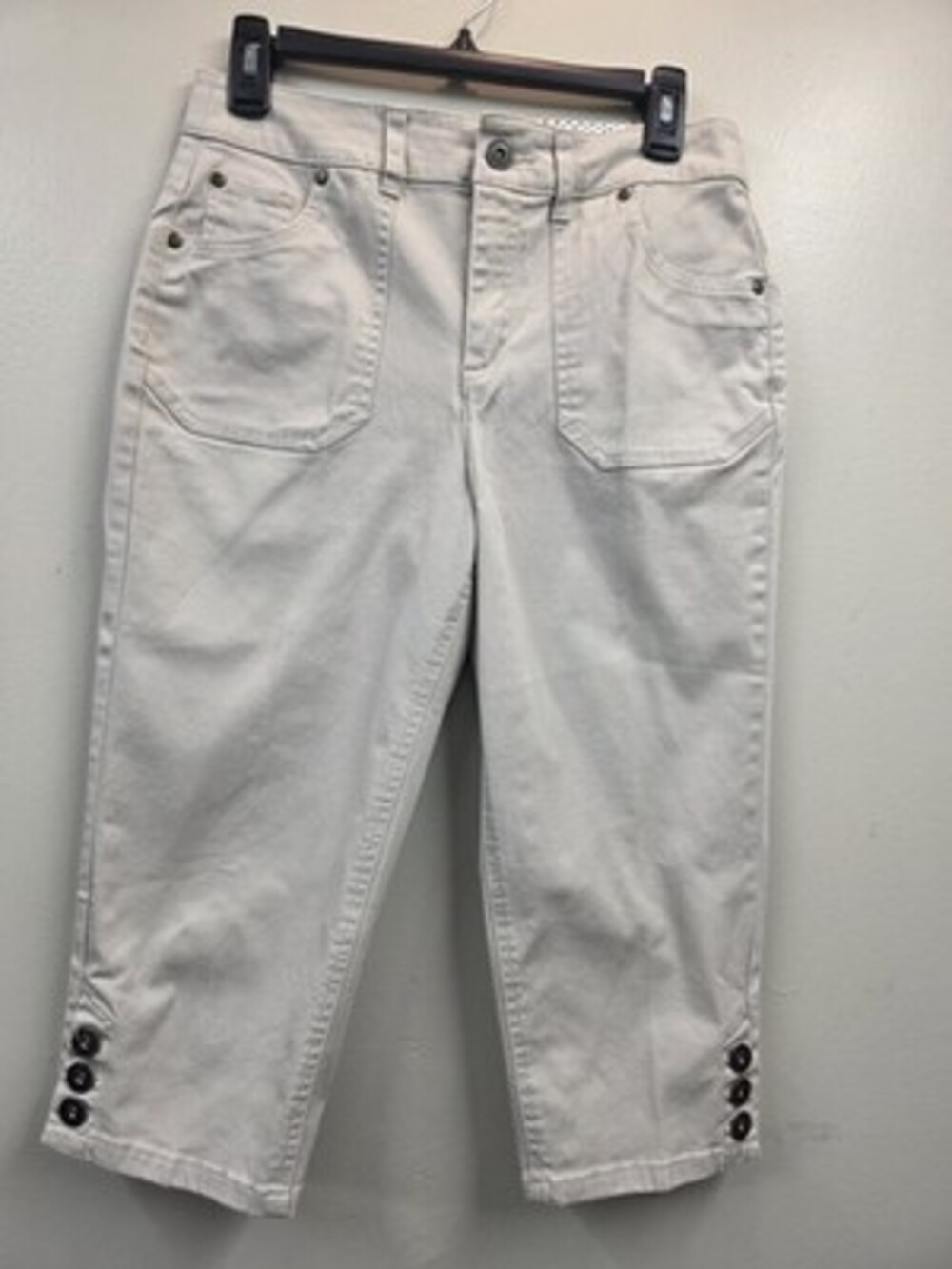Christopher & Banks Women's Beige Capri Straight Leg Mid-Rise Twill Pants 4
